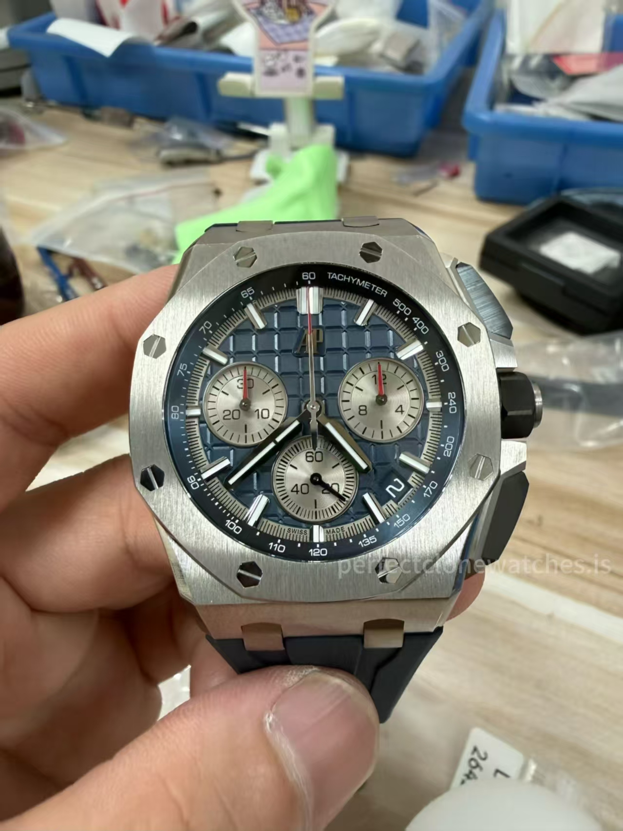 DDF Audemars Piguet ROO 43mm 26420 Titanium Blue Dial Free Sprung 4401 Flyback Rubber Band (image for) DDF Audemars Piguet ROO 43mm 26420 Titanium Blue Dial Free Sprung 4401 Flyback Rubber Band